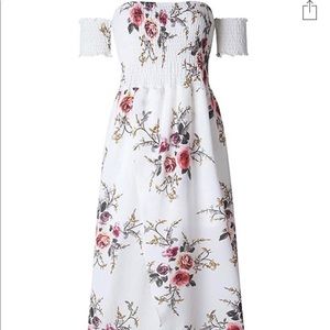 Off the Shoulder Floral Maxi Dress